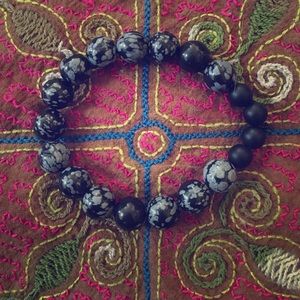 Snowflake Obsidian & shungite mala bracelet